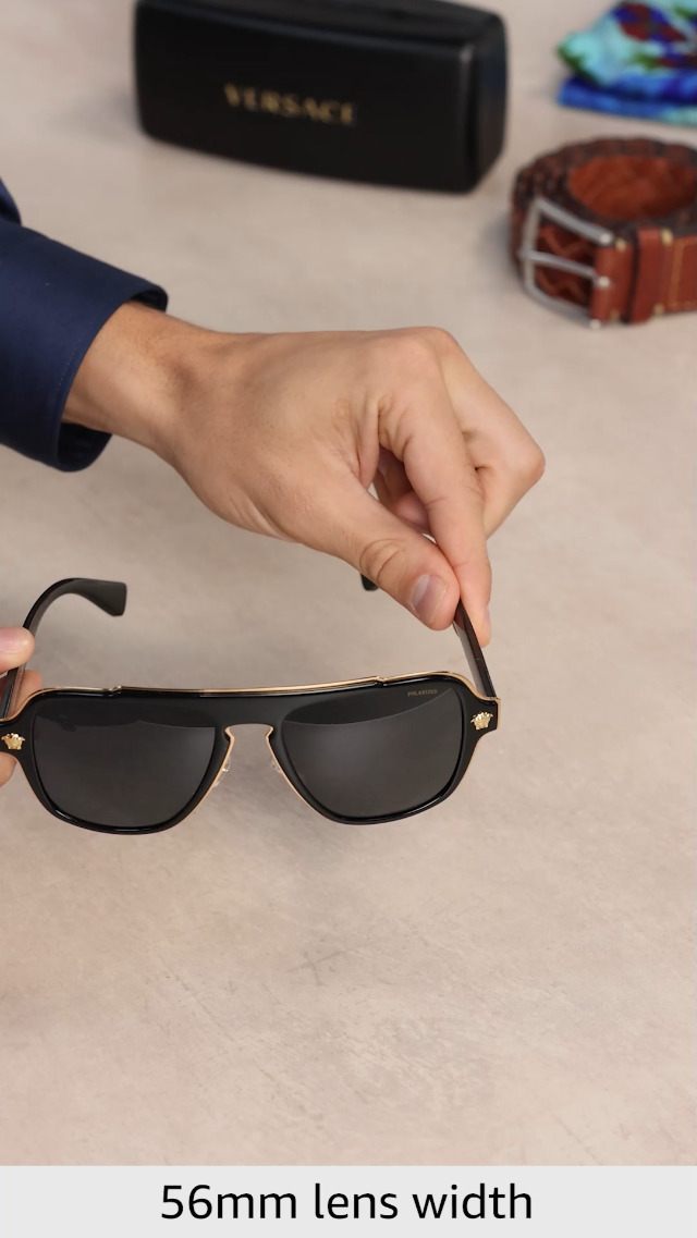 美品　VERSACE　MOD.2104　ブラックレンズ　シルバーフレーム Amazon.com: Versace Man Sunglasses Black Frame, Dark Grey Lenses